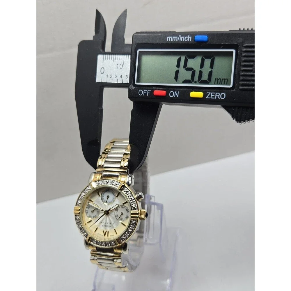 Womens Anne Klein Diamond 30mm Two Tone Mother Of Pearl Dress Watch New Battery